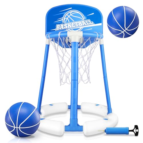 Charmofun Pool Basketballkorb, Pool Basketball Hoop Set, Basketballkorb für Wasser mit 2 Basketbälle und Luftpumpe, Schwimmende Basketballspiele Sommer Wasserspiel für Kinder und Erwachsene