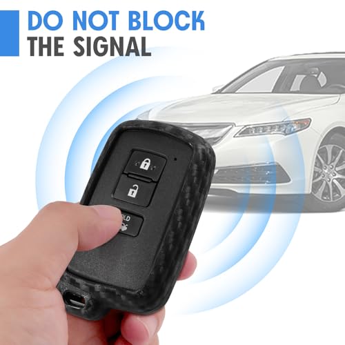 WORCAS 2 Pcs Key Fob Case Carbon Fiber Pattern Silicone Cover Compatible with RAV4 Sequoia Tacoma Tundra 3 4 Universal Button Keyless Entry Remote by WORCAS - Image 5