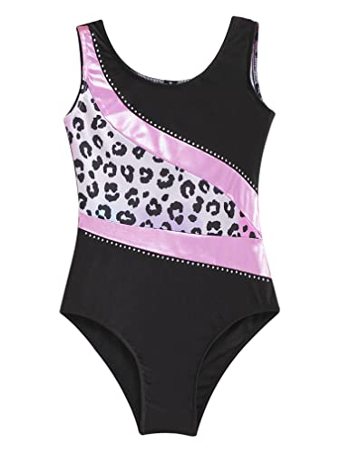 Msemis Kids Girls 2 Pcs Dance Outfit Gymnastics Leotard With Leggings Athletic Tracksuits Sportswear Leopard A 10 Years #TOP4