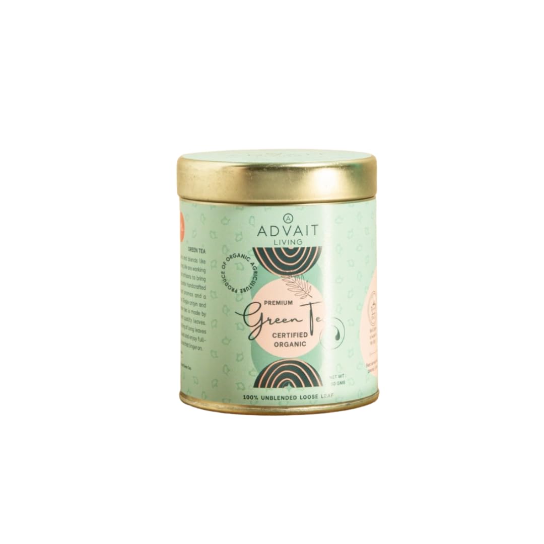 ADVAIT LIVING Green Tea for Daily Brewing, Ideal for Hot or Iced Beverages, Refreshing Taste, Versatile for Personal Enjoyment, Convenient for Relaxation and Wellness Routine 50 GM