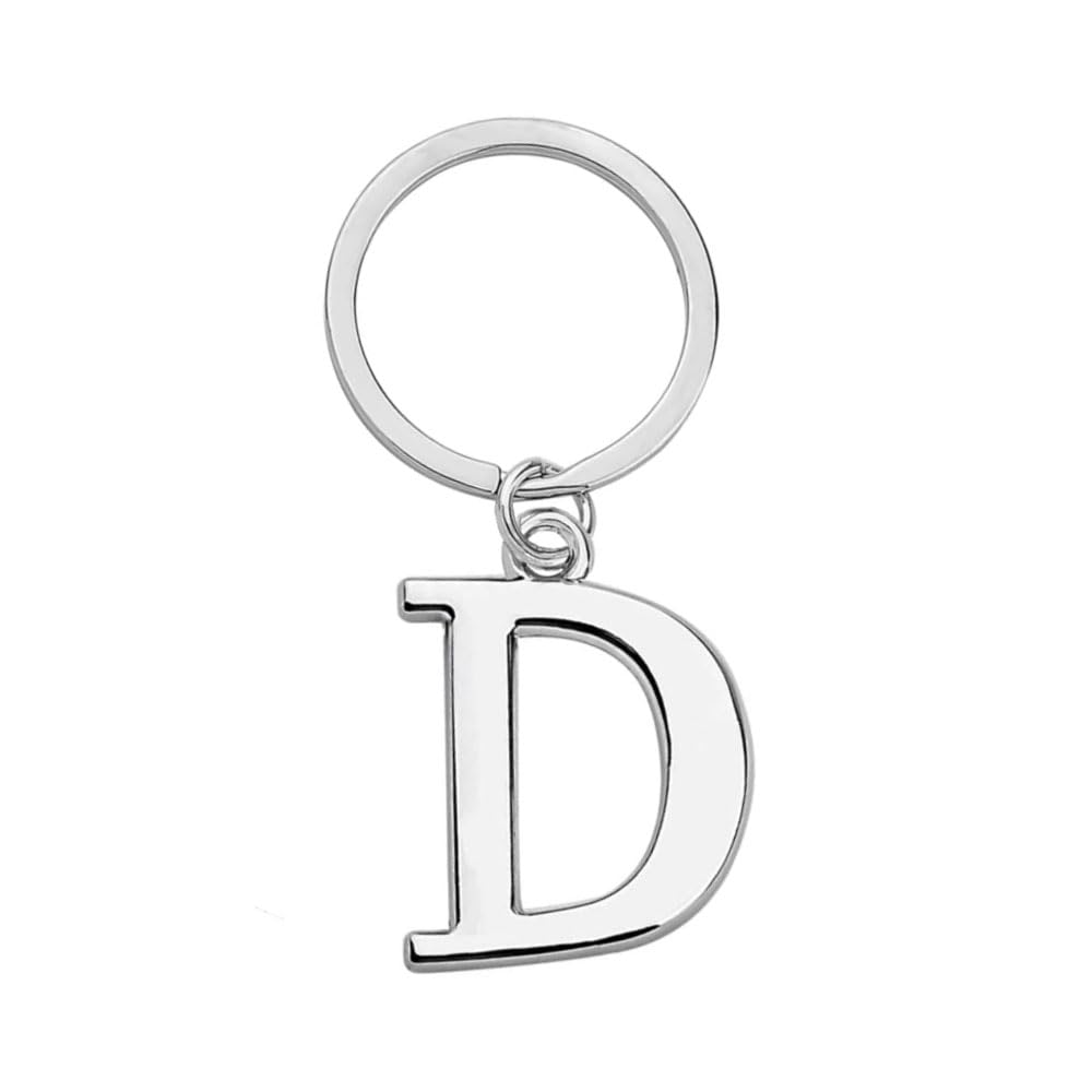 Rohans Keyring Letter - Initial Alphabet Key Ring Charm Silver and Gold (Silver, D)