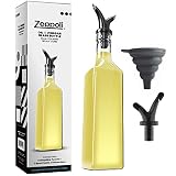 Zeppoli Kitchen Oil and Vinegar Bottle Dispenser Set with Removable Cork - Dual Spout, Pouring Funne