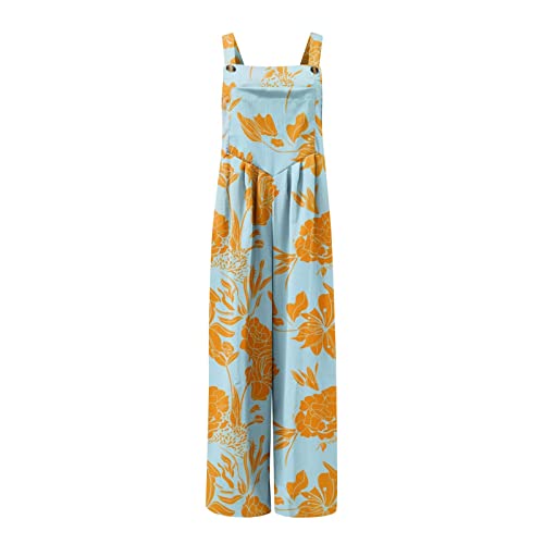 Smidow Short Overalls For Women Floral Print Boho Jumpsuits Dressy Casual Beach Loose Bib Overealls Dual Pockets Tall Wide Leg Pants Romper Fashion 2023 #TOP4