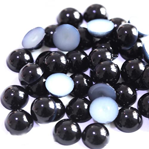 MUNACRAFT 3 4 5 6 8 10 12 14 MM Imitationsperle Runde Halbperle Massenperlen Für Schmuckherstellung Frauen Nail Art DIY Zubehör-Schwarz,12mm x 50Stk