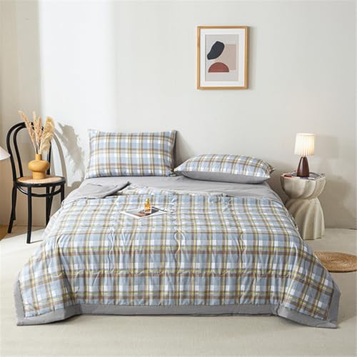 Odot Edredón Primavera Verano de Clásico Enrejado - Edredones de Verano Cama 90 135 150 Edredón Nórdico Reversible Ligero Suave Colcha Transpirable Cubrecama para 4 Estaciones (Sencillez,150x200cm)