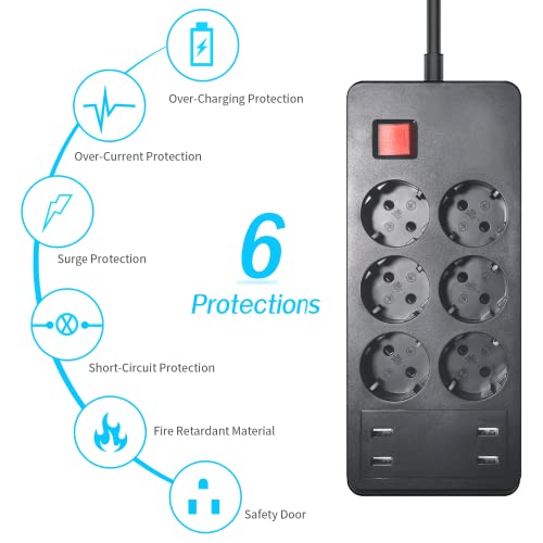 YIFENG - Ciabatta elettrica con USB, protezione da...