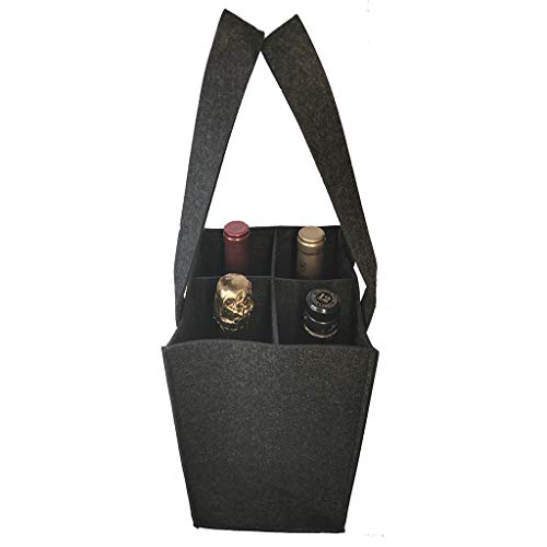 Fisioan Carrier Beer Felt Bottle Bag with Separate partition for 2/4 /6/8 Bottles