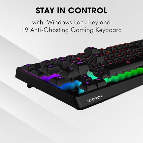 Image of EvoFox Deathray RGB Gaming Keyboard | 16 Million True Prism Colors | 7 Backlight Effects and 1 Custom Effect | Silent Membrane Keys | 19 Anti Ghosting and Windows Lock Key | Braided Cable | (Black)