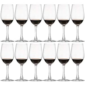 12 Ounce – Set of 12, Classic Durable Red/White Wine Glasses For Party
