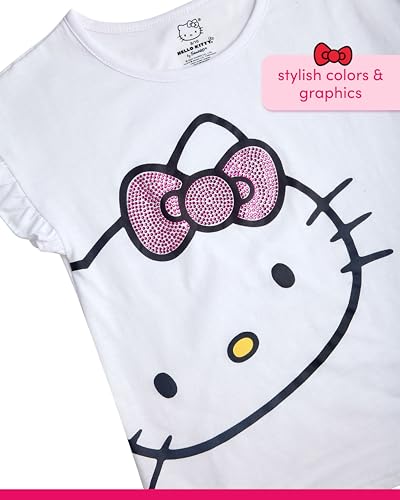 Image of Hello Kitty Girls Legging Set - 2 Piece Short Sleeve Graphic Tee Shirt for Girls and Matching Leggings for Kids Clothing Set