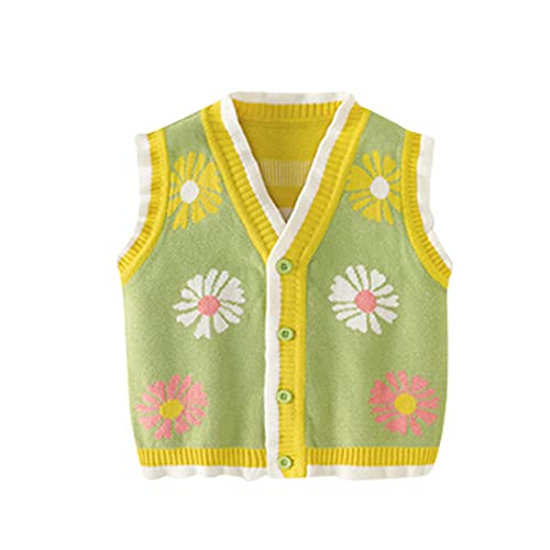 Little Girls Vest Cardigan Daisy Flower Ruffle Sweater Knit Tops for Kids Clothes4