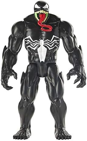 Spider-Man Maximum Venom Titan Hero Venom Action Figure, Inspired by The Marvel Universe, Blast Gear-Compatible Back Port, Ages 4 and Up, Black