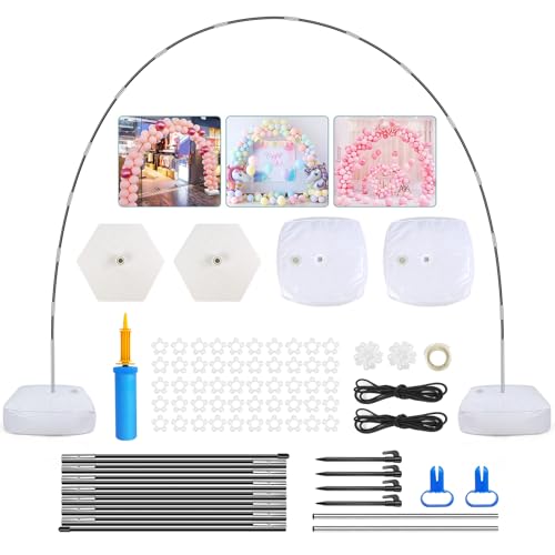 Balloon Arch Stand Kit with Base, Adjustable Balloon Arch Frame 3x2.7m, Balloons Garland Arch Kit, Half Round Balloons Archs Stand Holder for Wedding, Birthday, Baby Shower, Party,Halloween,Christmas