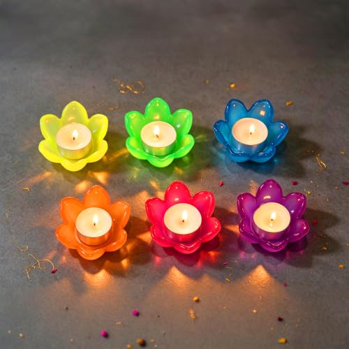 Lotus Lot de 6 photophores en verre pour décoration de table Diwali – vue 2