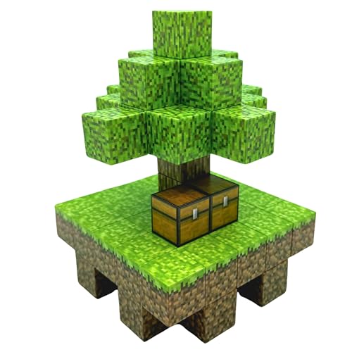 Ellafun Magnetic Cube - ÁRBOL Isla del Cielo - 64 Piezas - Bloques magnéticos de construcción - Juguete Montessori a Partir de 3 años niños y niñas - CREA tu Propio Mundo
