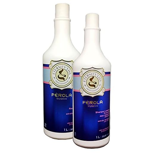 Kit Lissage Eternity Liss Pérola Traitement de Lissage des Cheveux (2 X 1 Litre Shampooing et Kératine)
