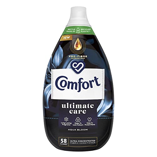Comfort Aqua Bloom bottle made of 100% recycled plastic* Ultra-Concentrated Fabric Conditioner for complete clothes protection 58 Wash 870 ml