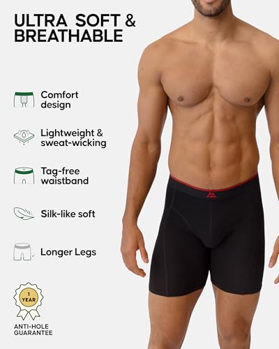 Image of DANISH ENDURANCE 3 Pack Bamboo Viscose Boxer Briefs, Breathable Men's Underwear