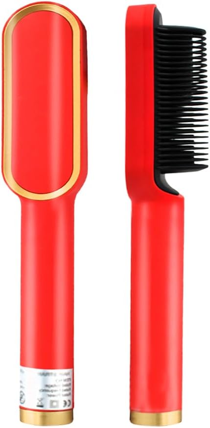 Prancha Escova Alisadora Com Pente Profissional Bivolt Vermelha