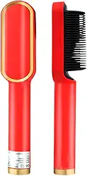 Prancha Escova Alisadora Com Pente Profissional Bivolt Vermelha