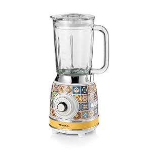 Ariete 583 Positano, Elektrischer Standmixer aus Glas 1, 5L, 4 Geschwindigkeiten + Pulse mit IceCrushFunktion, 4 Edelstahlklingen, Dosierkappe mit Öffnung, 1000 Watt, Für Smoothies, Frappés und Granita