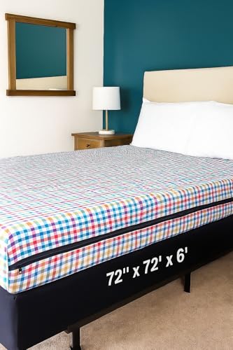 Image of Fairy Down Cotton 300 TC Mattress Cover /Protector with Zip /Chain for King Size Bed (Color: Red Line | Size: 84 * 72 * 7Inches) 7 * 6 feet