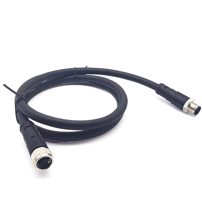 3.28ft M12 5Pins L-code Male to Female Connector Cable, L Code Rail Transit Power Connector with 1 Meter Wire Straight Sensor Molding Cable Female to Male Electrical PVC Cable 16A/60V 16AWG?1Meter?