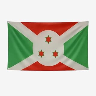 Nacilerto Burundi Flag 3x5FT,Vivid Colors,Double Stitched,Sturdy 100D Polyester,Flags with 2 Brass Grommets for Indoor Outdoor. (Burundi, 3x5FT)