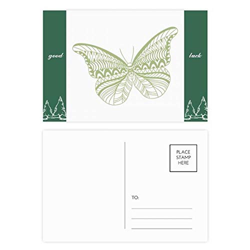 Cartes postales cerf-volant papillon vert au design illustré et papier cartonné rigide