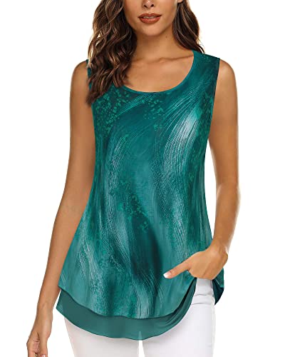 Timeson Womens Tunic Tops To Wear With Leggings,Sleeveless Tops For Women Business Casual Clothes Elegant Summer Ladies Tops And Blouses Silk Fancy Camisole Tanks For Office Work Malachite Green L #TOP1