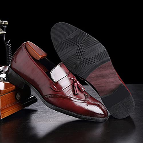 Image of Julymens Men's Handsome Slip-on Tassel Brogues Faux Leather Dress Shoes