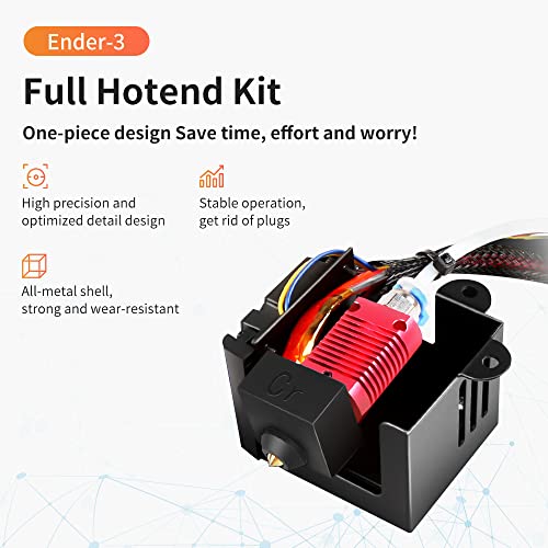 Creality Official Ender 3 Hotend Ender 3 Pro Full Hotend 24V Assembled Full Extruder Kit Accessories with Dual Fans, Nozzle and Metal Shell, Silicone Cover for Ender 3 / Ender 3 Pro/Ender 3S