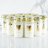 Hofer Grafkaarsen, 7 dagen brandduur, het origineel, regenbestendig, met deksel, graflicht, begraafplaatskaarsen met motief, kaarsen voor grafdecoratie, set van 6