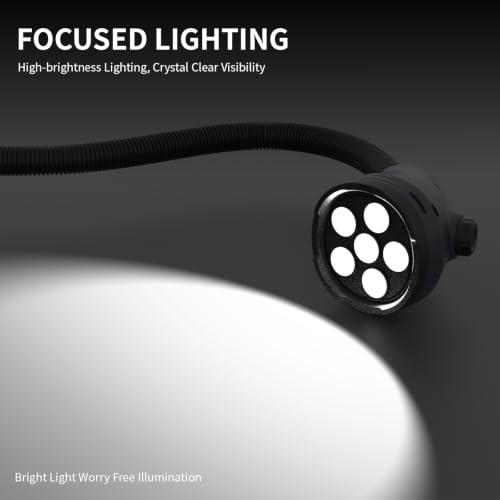 LED Work Light, Dimmable 220–1980 Lumens, Adjustable Machine Lamp 20‑Inch Flexible Gooseneck with Screw‑Mount Base – for Workshop, Lathe, Sewing, Grill, and Industrial Lighting, Gray by XINYIQI - Used condition - Image 5