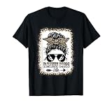 Bleached Dance Mom Messy Bun Leopard Dancer Mom Mother's Day T-Shirt
