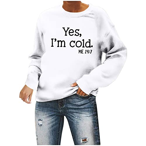Stylish Women's Long Sleeve Sweatshirt Letters Printed Tops Casual Crewneck Solid Blouses Loose Fitting Soft Pullover