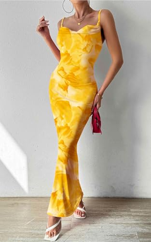 Image of PRETTYGARDEN Women's 2026 Summer Floral Spaghetti Strap Maxi Dress Stretch Sexy Bodycon Dress Backless Slip Long Dresses
