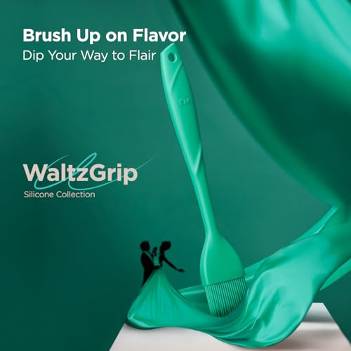 Kitchen Mama WaltzGrip Platinum Silicone Basting Pastry Brush: Set of 2 Heat-Resistant Brushes for Cooking, Baking, Grilling, and Spreading Oil or Butter - Dishwasher-Safe (Teal) - Thumbnail 2