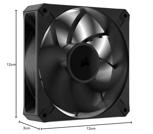 CORSAIR RS120 Max PWM Ventilateur Épais de 120 mm – Pression Statique Élevée – Conception en Polymère à Cristaux Liquides – Vendu Seul – Noir