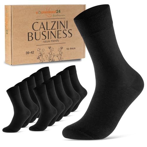 sockenkauf24 10 Paia di Calze Uomo Donna Calzini Lunghi Business Cotone Traspiranti Comode (Nero 35-38)
