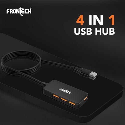 Image of Frontech USB Hub with 4 Port | Switches & LED Indicators | Extra Power Support|480 Mbps Speed - Each Port|Fuse Protection for PC, USB Flash Drives | Backed with 1 Year Warranty (NC-0062)