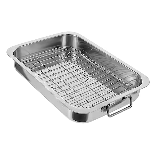UTHCLO 1Juego Bandeja para Hornear Inoxidable con Rack para Tartas y Postres de Limpiar y Mantener Compatible con Microondas y Tostadores
