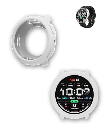 Confezione da 2 custodie compatibili con smartwatch Amazfit Active2 custodia protettiva resistente alle cadute e ai graffi colore silicone bianco