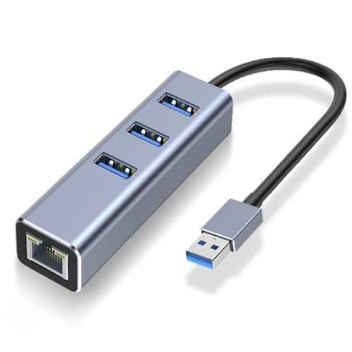 USB 3.0 to Ethernet Adapter, 3-Port USB 3.0 Hub with RJ45 10/100/1000 Gigabit Ethernet Adapter Support Windows 10,8.1,Mac OS, Surface Pro,Linux,Chromebook and More