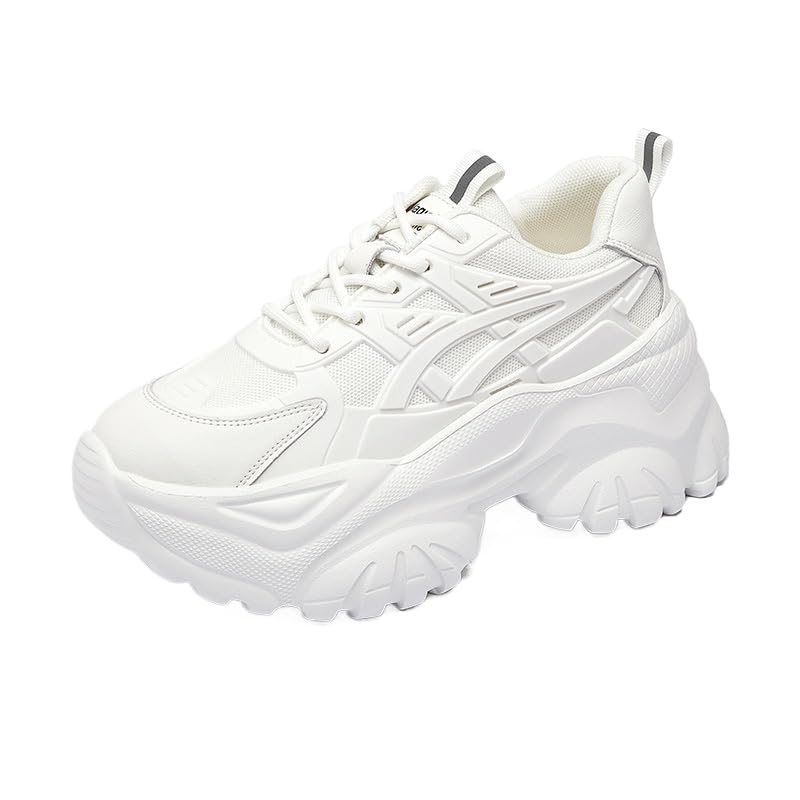 Leichte Trainer mit Dicker Sohle für Frauen, die lässige, atmungsaktive Laufschuhe tragen, Retro-Sneakers mit rutschfesten, stoßdämpfenden Schuhen für draußen