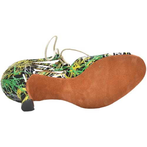 Chaussures de danse latine avec semelle personnalisée et fermeture à lacets - Vert - 6