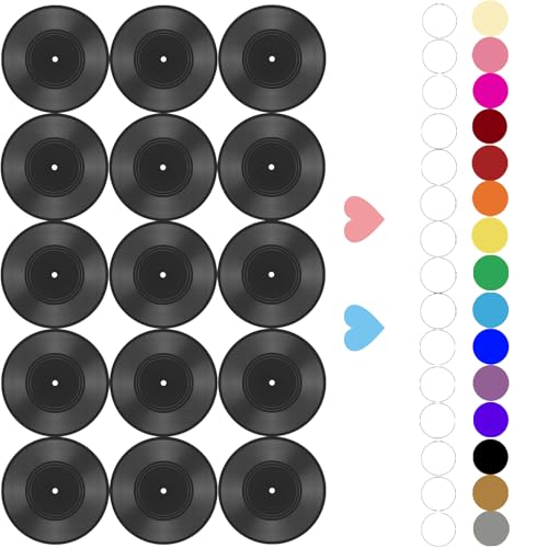 FACHPINT 15 PCS 7 Inch Blank Vinyl Records for Wall Aesthetic, Fake Vinyl for Vintage Wall Decor...