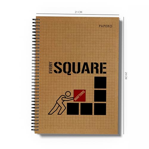 Image of PaperO Professional A4 Square Grid Notebook | 5MM Square Graph Design | A4 Size (8.5 x 11 inches) | Ideal for Architects & Designers | Kraft Cover | 100 Pages | Red (Every Square Matters)