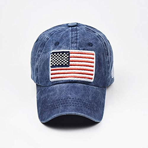 Image of INOGIH Men's American-Flag Embroidered Washed Cotton Baseball-Cap Distressed Dad-Hats Adjustable