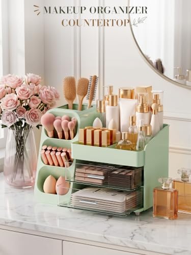 KQJS Large Makeup Organizer Countertop for Vanity Skincare Organizers Green - image 4